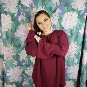 Maroon Ruffled Sleeve Tunic 👕